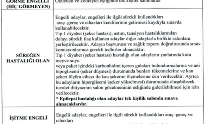 2021 Yılı GYUD Yazılı Sınavına Katılmaya Hak Kazanan Engelli Adayların Dikkatine