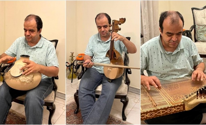 İranlı görme engelli sanatçı 15'ten fazla müzik aleti çalıyor