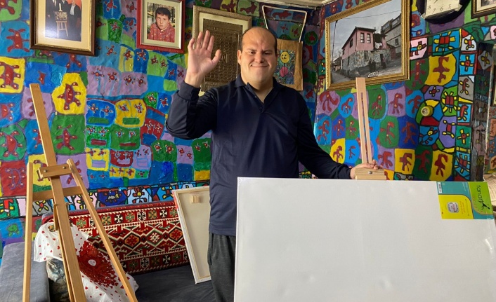 İYİ Partili Lütfü Türkkan'dan engelli ressam Muhammed Yalçın'a yardım