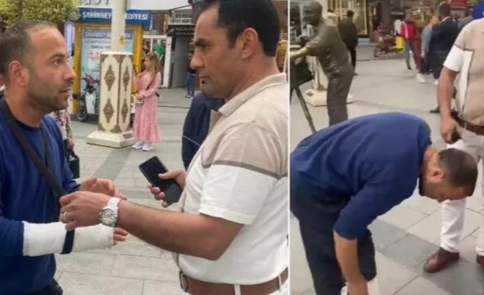 Kolunu ve bacağını sarıp engelli gibi davranan dilenciyi zabıta yakaladı