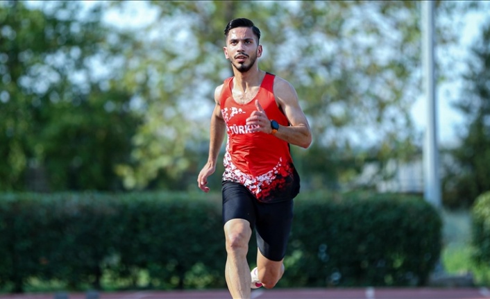 Avrupa şampiyonu görme engelli milli atlet Çağatay Çelik, olimpiyat hedefiyle çalışıyor