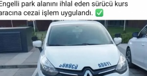 Engelli Park Alanını İşgal Eden Sürücü Kursu Aracına Ceza