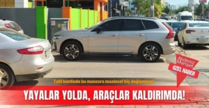 Tatil kentinde bu manzara maalesef hiç değişmiyor! Yayalar yolda, araçlar kaldırımda!